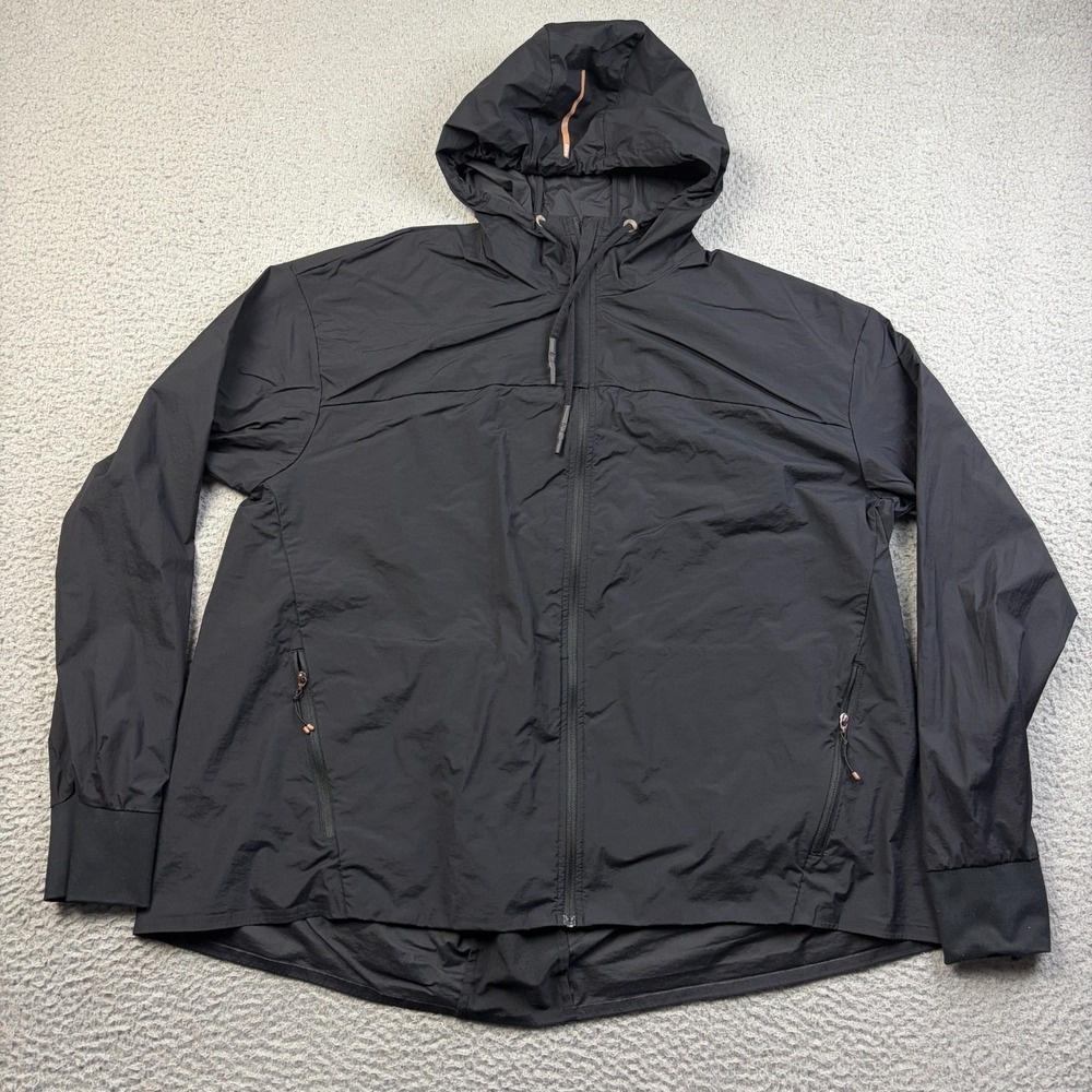 REI Co-op Men's Trailmade Windshell Packable Hooded Full Zip Jacket Black XL